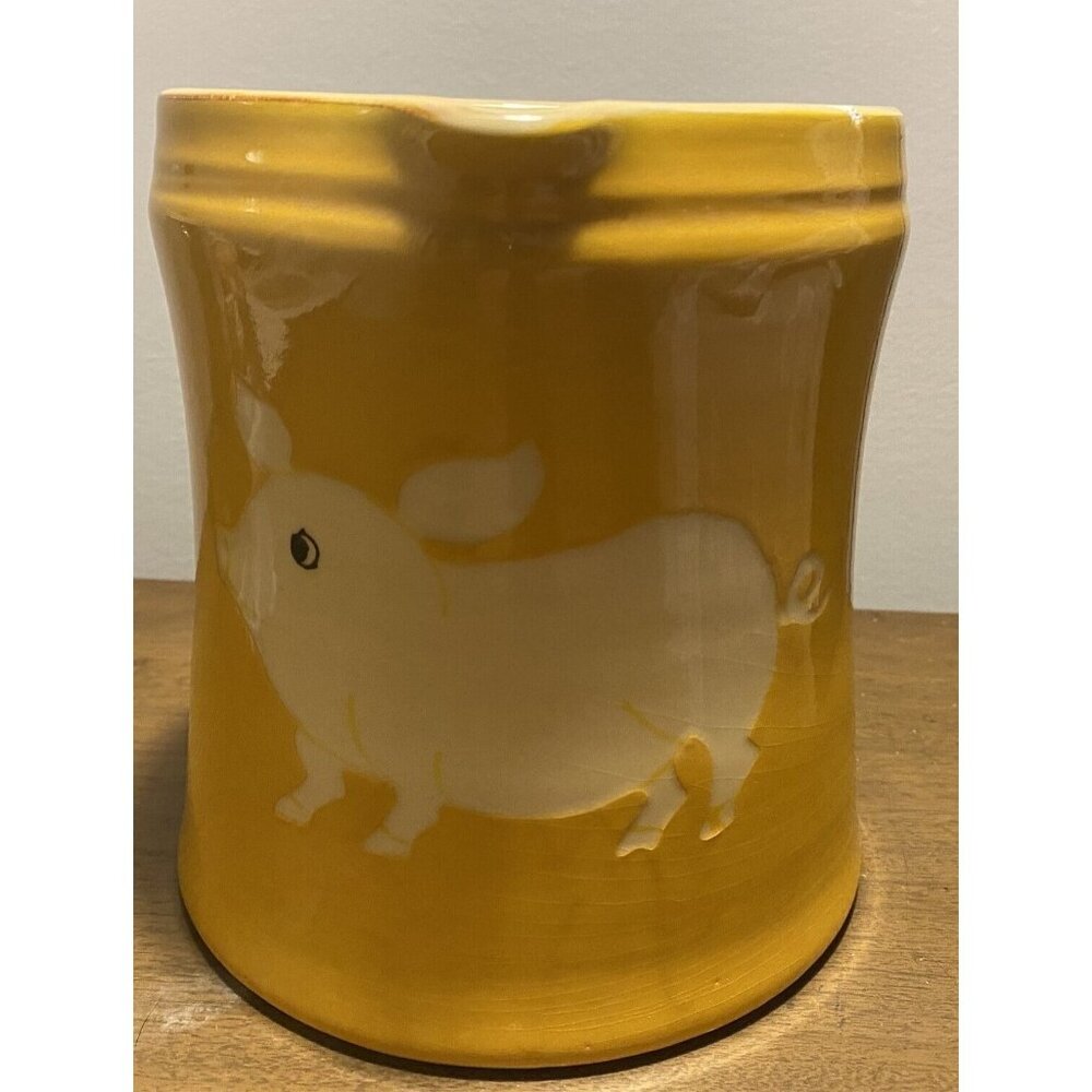 Sur La Table Pitcher Yellow with Pig Made in Italy Farmhouse French Country